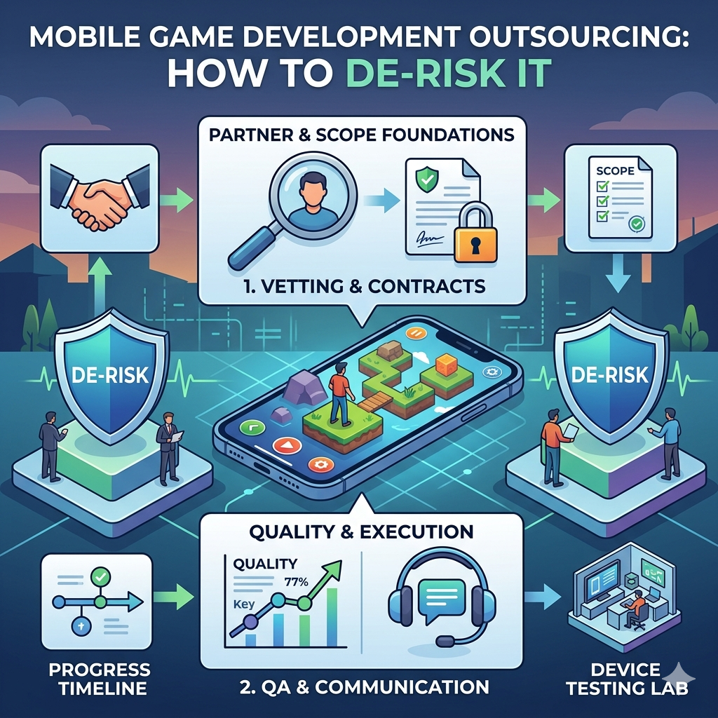 mobile game development outsourcing how to de-risk it